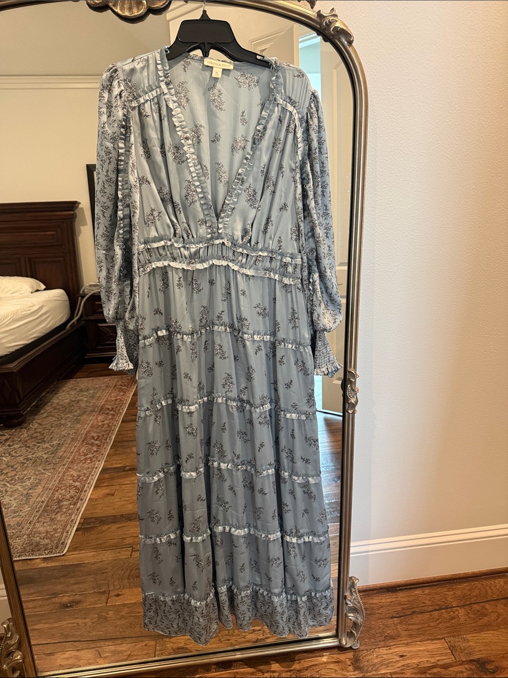 Chelsea & Violet Light Blue Floral Ruffle Maxi Dress size xl